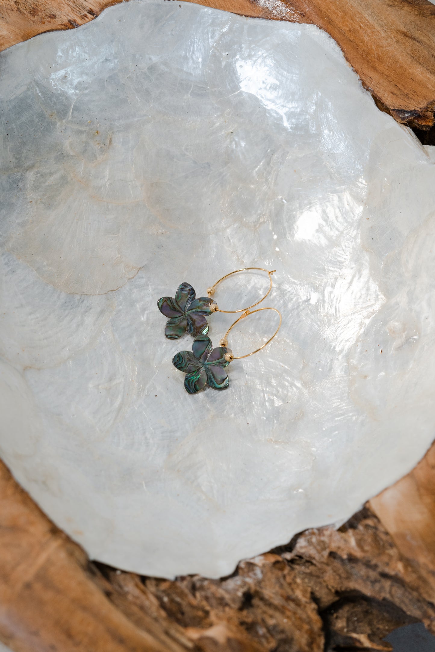 Tahitian Pearl Plumeria Earrings