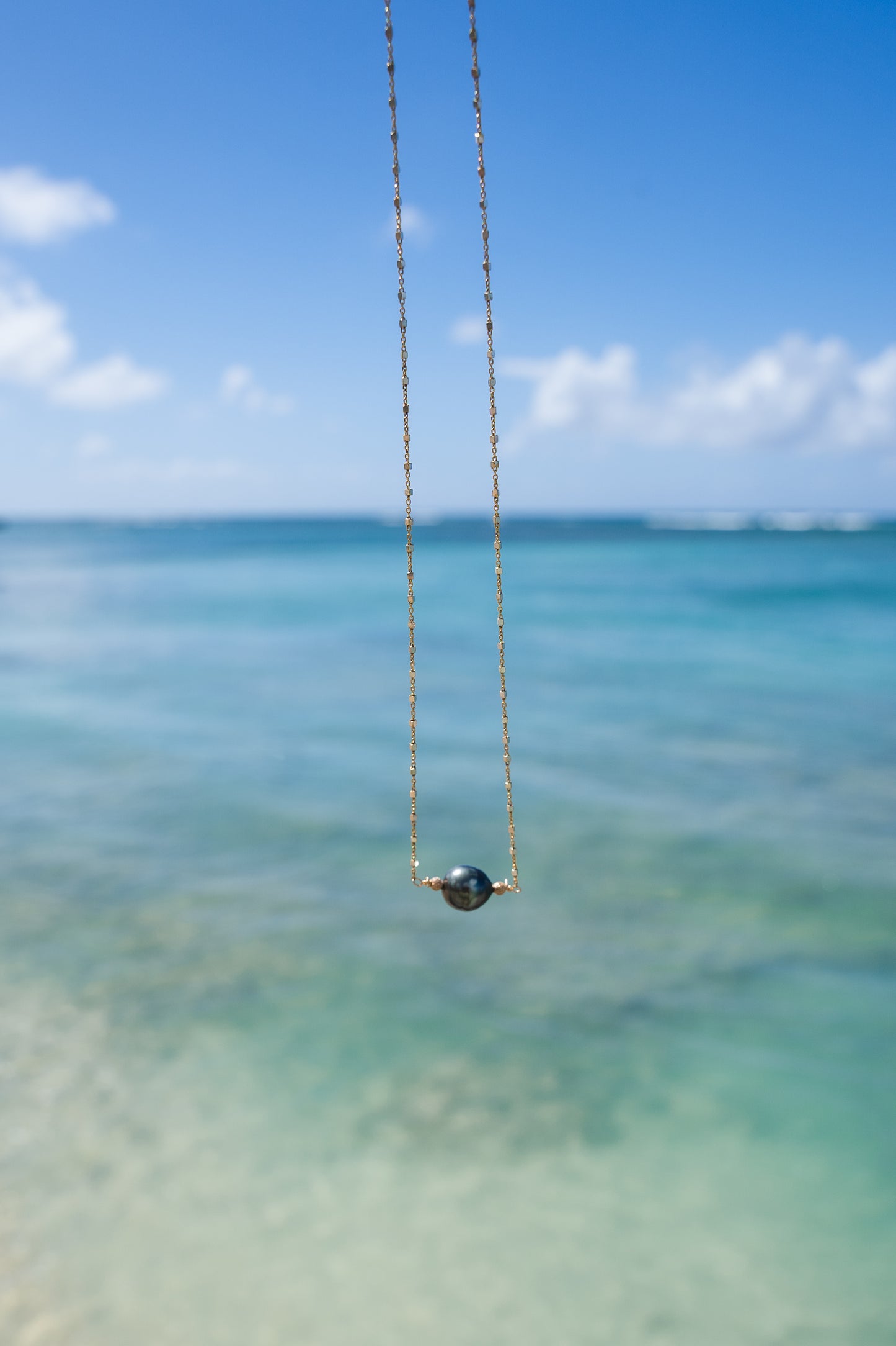 18" Tahitian Pearl Necklace on Gold Filled Satellite Chain