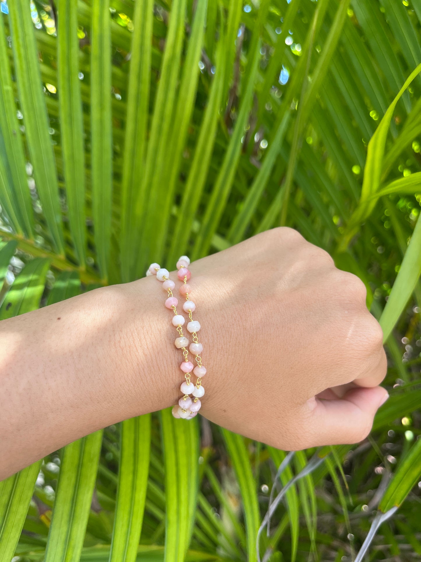 Pink Peruvian Opal Choker/Double Wrap Bracelet