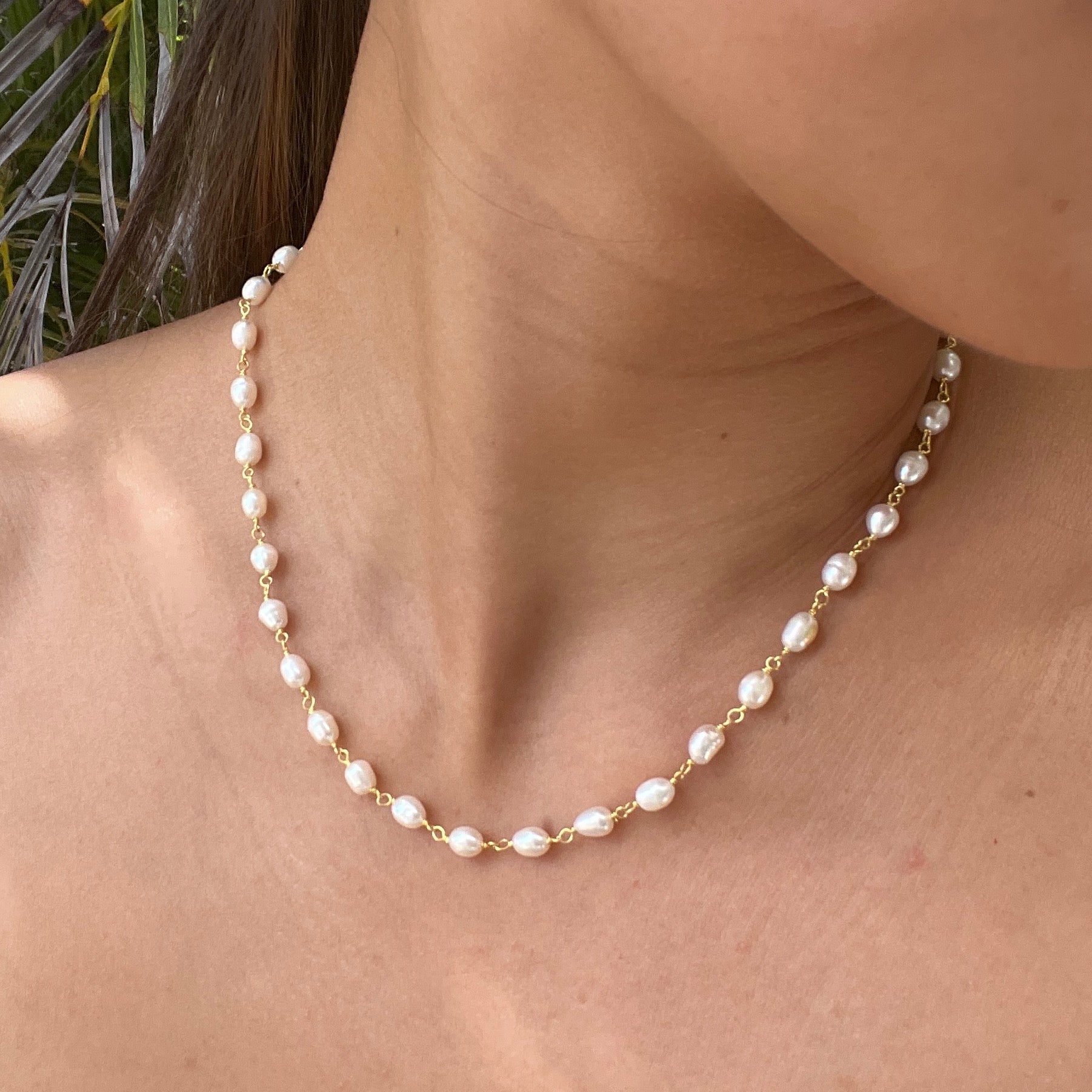 Freshwater Pearl Choker Necklace/Double Wrap Bracelet